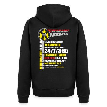 Ehrenamt aus Überzeugung - Unisex Premium Bio Zip Hoodie - Schwarz - Hinten - Nico (187cm)