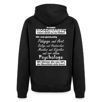 Ergotherapeut - Unisex Premium Bio Zip Hoodie - Schwarz - Hinten - Nico (187cm)