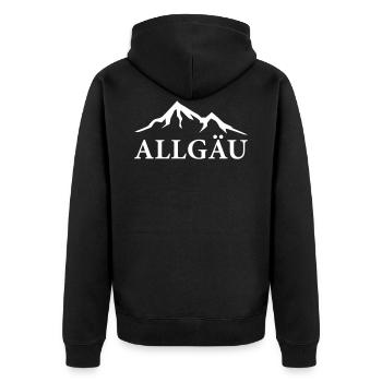 Allgäu mit Bergen - Unisex Premium Bio Zip Hoodie - Schwarz - Hinten - Nico (187cm)