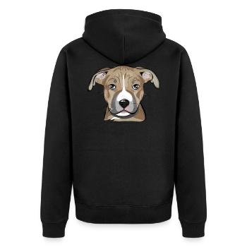 AMERICAN STAFFORDSHIRE TERRIER Welpe Wilsigns - Unisex Premium Bio Zip Hoodie - Schwarz - Hinten - Nico (187cm)