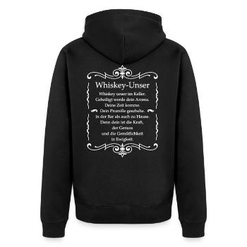 Whiskey Unser - Unisex Premium Bio Zip Hoodie - Schwarz - Hinten - Nico (187cm)