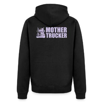 Mother Trucker - Unisex Premium Organic Zip Hoodie - black - Back - Nico (187cm)