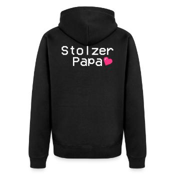 Stolzer Papa - Unisex Premium Bio Zip Hoodie - Schwarz - Hinten - Nico (187cm)