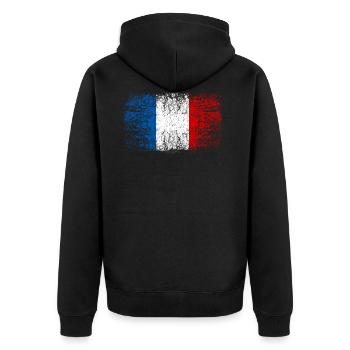Frankreich 002 AllroundDesigns - Unisex Premium Bio Zip Hoodie - Schwarz - Hinten - Nico (187cm)