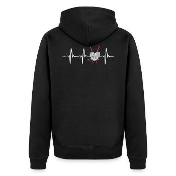 Heartbeat knitting funny gift - Unisex Premium Bio Zip Hoodie - Schwarz - Hinten - Nico (187cm)