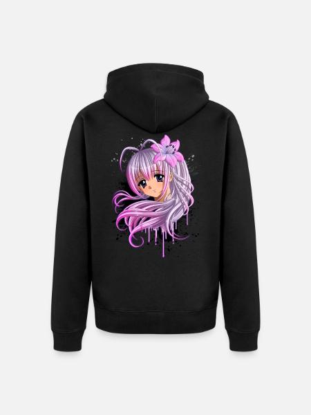 Nettes Anime Girl - Unisex Premium Bio Zip Hoodie - Schwarz