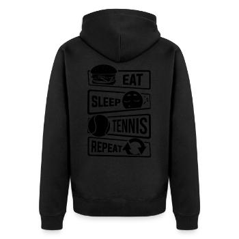 Eat Sleep Tennis Repeat - Racquets Ball Sports - Unisex Premium Organic Zip Hoodie - black - Back - Nico (187cm)