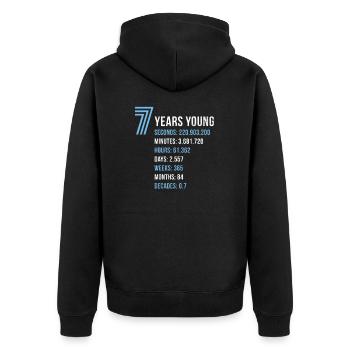 7th Birthday Boy Birthday Gift Seven - Unisex Premium Organic Zip Hoodie - black - Back - Nico (187cm)
