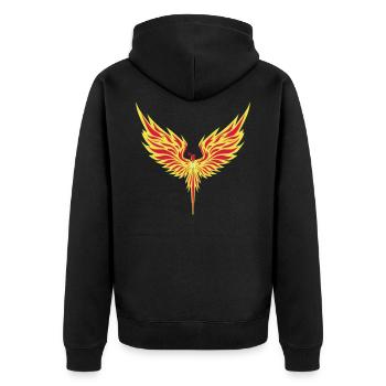 Phoenix - Unisex Premium Organic Zip Hoodie - black - Back - Nico (187cm)