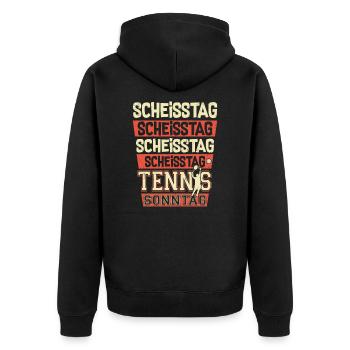 Scheisstag Tennis Sonntag - Tennisspieler Verein - Unisex Premium Bio Zip Hoodie - Schwarz - Hinten - Nico (187cm)