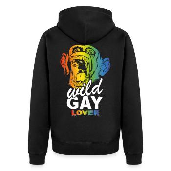Un amoureux gay sauvage - Veste à capuche bio Premium Unisexe - noir - Dos - Nico (187cm)