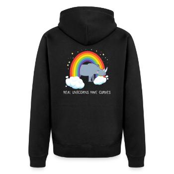 Real Unicorns Have Curves - Unisex Premium Bio Zip Hoodie - Schwarz - Hinten - Nico (187cm)