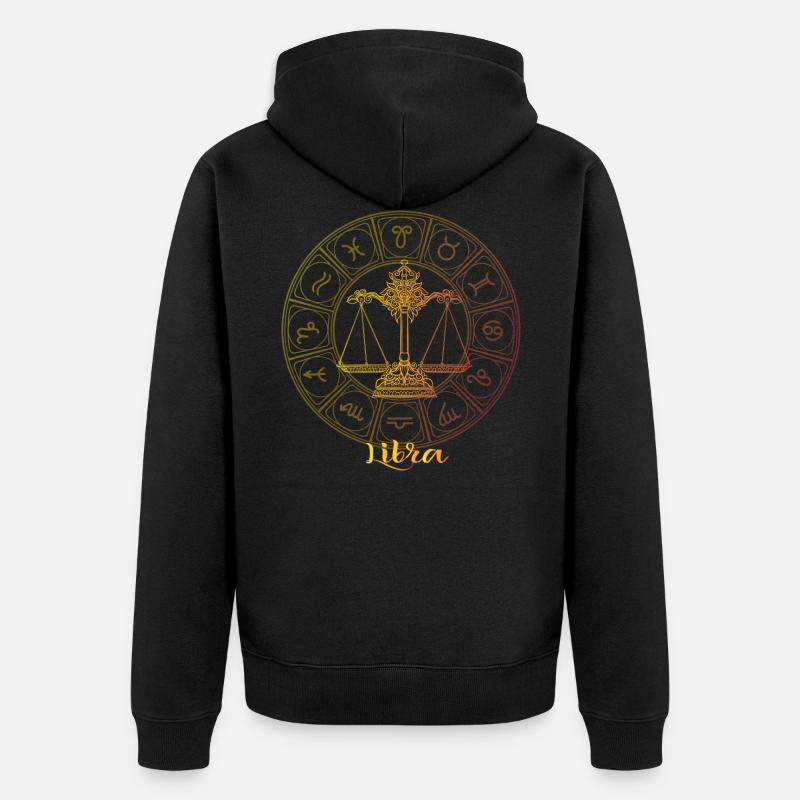 Waage Sternzeichen - Unisex Premium Bio Zip Hoodie - Schwarz