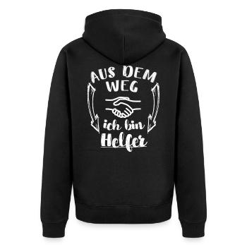 Helfer Freiwilliger Ersthelfer Veranstaltung Fest - Unisex Premium Bio Zip Hoodie - Schwarz - Hinten - Nico (187cm)