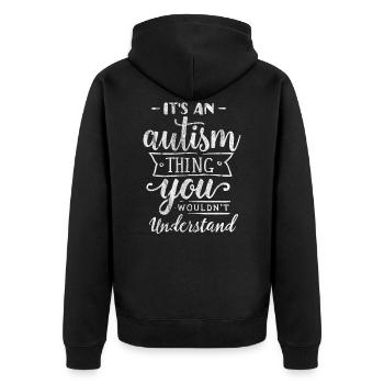 Autismus - Unisex Premium Bio Zip Hoodie - Schwarz - Hinten - Nico (187cm)