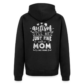 autism - Unisex Premium Organic Zip Hoodie - black - Back - Nico (187cm)
