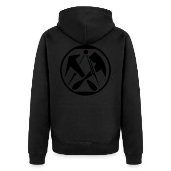 Dachdecker - Unisex Premium Bio Zip Hoodie - Schwarz - Hinten - Nico (187cm)