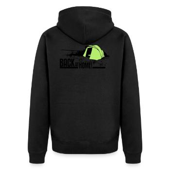 Back at home! - Unisex Premium Bio Zip Hoodie - Schwarz - Hinten - Nico (187cm)