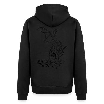 cthulhu02 - Unisex Premium Bio Zip Hoodie - Schwarz - Hinten - Nico (187cm)