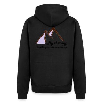 My therapy is hiking in the mountains gift - Unisex Premium Organic Zip Hoodie - black - Back - Nico (187cm)