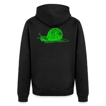 Schnecke - Unisex Premium Bio Zip Hoodie - Schwarz - Hinten - Nico (187cm)