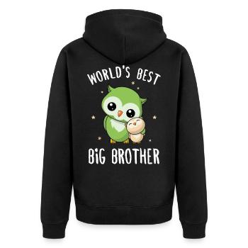 World's Best Big Brother - Großer Bruder Eulen - Unisex Premium Bio Zip Hoodie - Schwarz - Hinten - Nico (187cm)