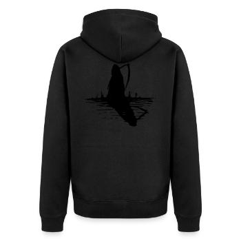 Sensenmann - Unisex Premium Bio Zip Hoodie - Schwarz - Hinten - Nico (187cm)