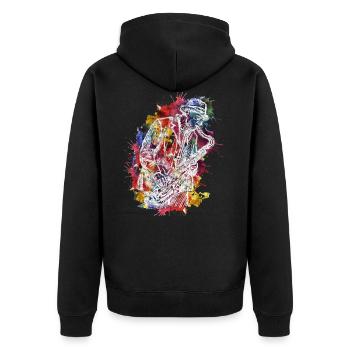 Abstrakt Saxophon - Unisex Premium Bio Zip Hoodie - Schwarz - Hinten - Nico (187cm)