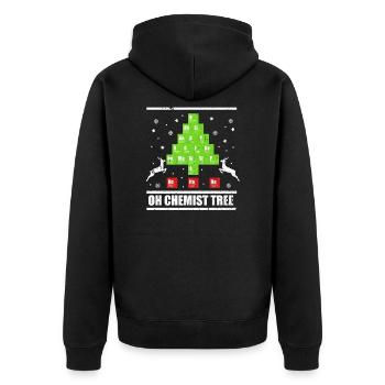 Chemiker - Unisex Premium Bio Zip Hoodie - Schwarz - Hinten - Nico (187cm)