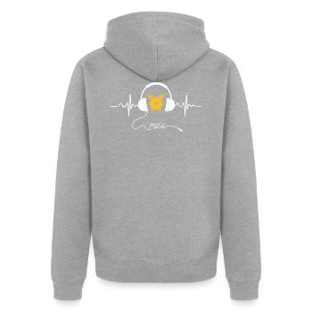 music - Unisex Premium Bio Zip Hoodie - Grau meliert - Hinten - Nico (187cm)