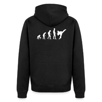 Evolution - Unisex Premium Bio Zip Hoodie - Schwarz - Hinten - Nico (187cm)