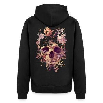 Skull with roses - Unisex Premium Organic Zip Hoodie - black - Back - Nico (187cm)