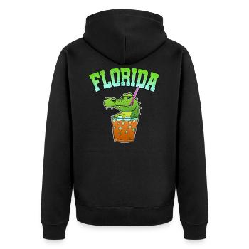 Florida Alligaor Krokodil Cocktail Alkohol Urlaub - Unisex Premium Bio Zip Hoodie - Schwarz - Hinten - Nico (187cm)