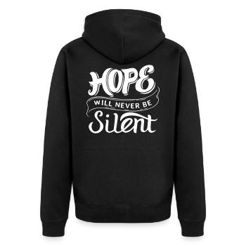 Hope Will Never Be Silent - Unisex Premium Organic Zip Hoodie - black - Back - Nico (187cm)