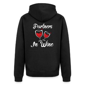 Wein - Unisex Premium Bio Zip Hoodie - Schwarz - Hinten - Nico (187cm)
