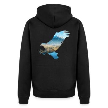 Koenig der Luefte Adler Natur Berge - Unisex Premium Bio Zip Hoodie - Schwarz - Hinten - Nico (187cm)