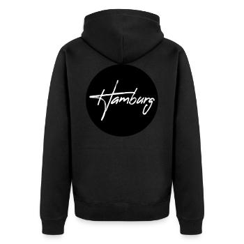 Hamburg T-Shirt HH Kreis Vintage Geschenk - Unisex Premium Bio Zip Hoodie - Schwarz - Hinten - Nico (187cm)