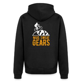 Mountainbike - Unisex Premium Bio Zip Hoodie - Schwarz - Hinten - Nico (187cm)