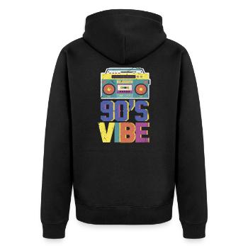 90 - Unisex Premium Organic Zip Hoodie - black - Back - Nico (187cm)