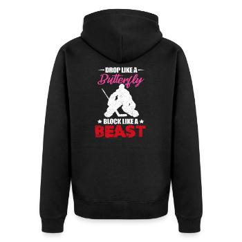 Eishockey - Unisex Premium Bio Zip Hoodie - Schwarz - Hinten - Nico (187cm)
