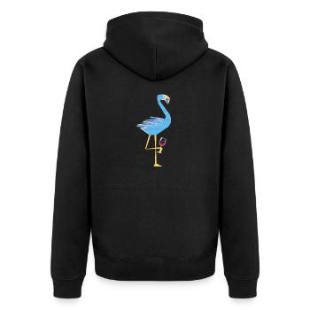 Funny Flamingo Wine Lover Shirt - Gift - Unisex Premium Organic Zip Hoodie - black - Back - Nico (187cm)