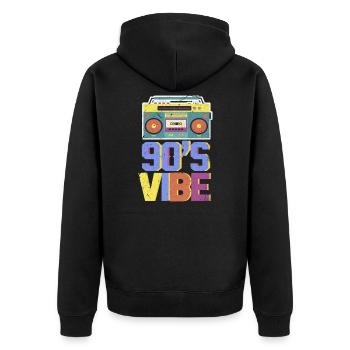 90s 90er Jahre Ghettoblaster Kassette Geschenk - Unisex Premium Bio Zip Hoodie - Schwarz - Hinten - Nico (187cm)