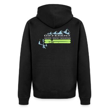Gratis Snowkiten 2019 - Unisex Premium Bio Zip Hoodie - Schwarz - Hinten - Nico (187cm)