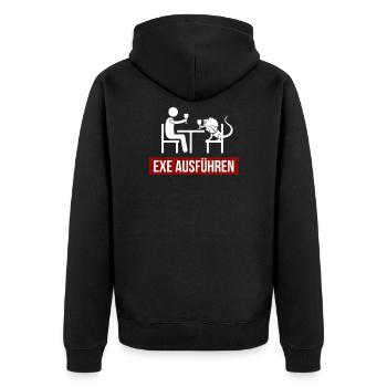 Admin EXE ausführen Sysadmin Systemadmin Dinner - Unisex Premium Bio Zip Hoodie - Schwarz - Hinten - Nico (187cm)