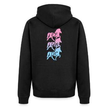 Icelandic Horse: Islandpferd Pferd Pony Merch - Unisex Premium Bio Zip Hoodie - Schwarz - Hinten - Nico (187cm)