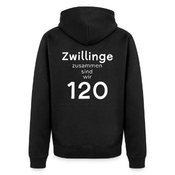 Geburtstag 60 Jahre Zwillinge Lustig Fun Geschenk - Unisex Premium Bio Zip Hoodie - Schwarz - Hinten - Nico (187cm)