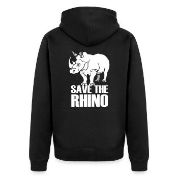 Save the Rhino Gift Rhino Animal Welfare - Unisex Premium Organic Zip Hoodie - black - Back - Nico (187cm)