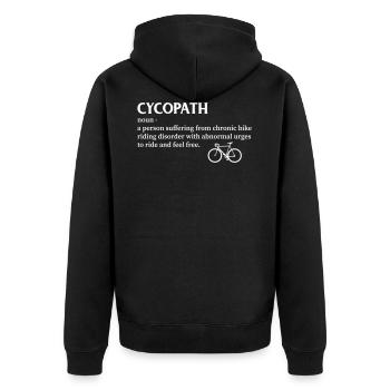 Cycopath shirt funny bicycle cyclist humor - Unisex Premium Organic Zip Hoodie - black - Back - Nico (187cm)