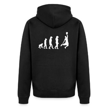 Basketball Evolution Sport Geschenkidee - Unisex Premium Bio Zip Hoodie - Schwarz - Hinten - Nico (187cm)