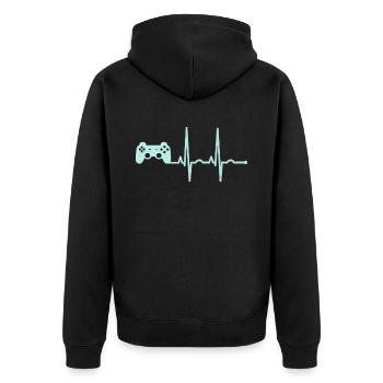 Cadeau de battement de coeur joueur Gamer - Veste à capuche bio Premium Unisexe - noir - Dos - Nico (187cm)